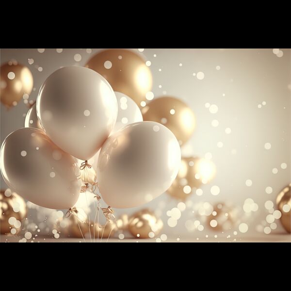 festive luxury background with golden inflatable balloons confetti blurred background with bokeh Thumbnail